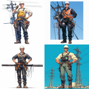 A cable technician featuring a white male wearing all his safety...