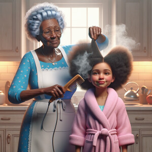 Create a realistic 3-D image of an african-American grandmother...