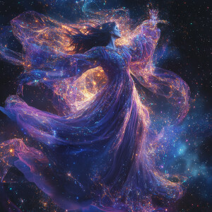 Create an ultra-realistic digital art piece of a witch floating...