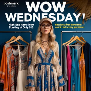 Design a captivating thumbnail for the "WOW Wednesday" Poshmark...