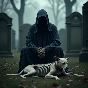 Create a realistic photo-style image of the Grim Reaper seated s...