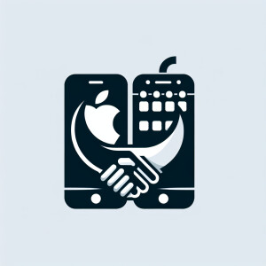 Create a realistic logo Friendship between Apple iPhone and Andr...