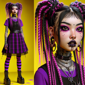 Hyper realistic, gorgeous and enchanting, beautiful young goth g...