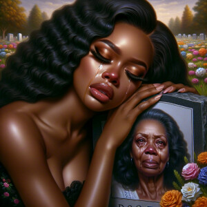 A beautiful light-skinned African-American woman with long wavy...
