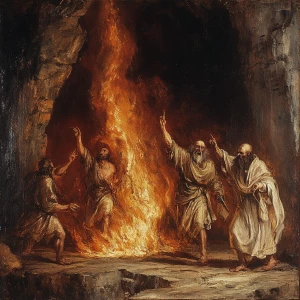 Priests burning in Hell with the Devil