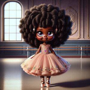 A hyper-realistic cartoon illustration of an African-American gi...