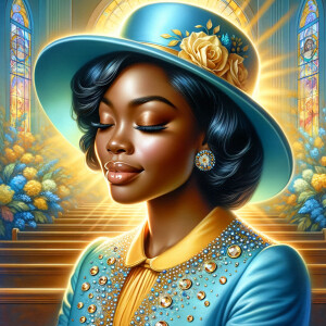 A spiritually enriching illustration portrays an African America...