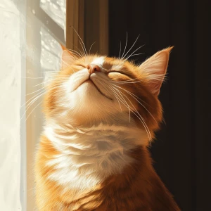 Please generate an image of a content cat purring softly with it...