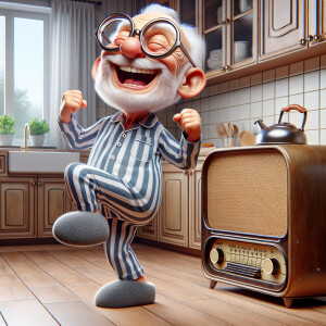funny and crazy caricature of a 95 year old american grandpa, we...