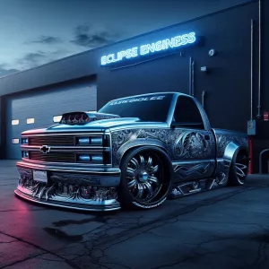 1992 Chevrolet truck wrapped with an intricate designed modern s...