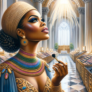 Create an airbrush oil painting of an African American woman wit...