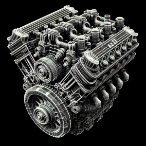 draw a logo for a four-line internal combustion engine with the...