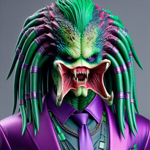 Joker  created in the style of Yautja's (Hunter Predator),ultra-...