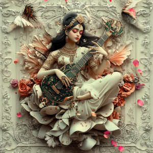 Glittergoth Goddess saraswati   --sref 1052399410 890088870