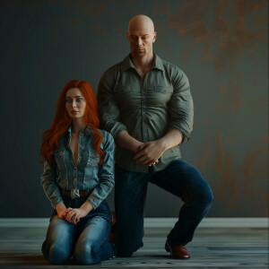 A photorealistic high resolution image. Light ginger haired fema...