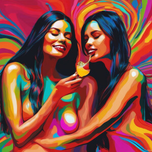 You g nudist girl tasting her friends nipple