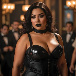 Create a curvy and very busty woman of Ashkenazi, German, Englis...