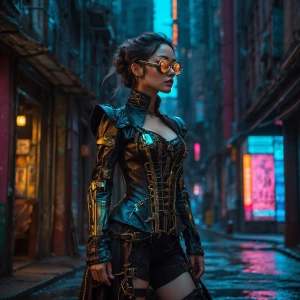 In the neon-lit cyberpunk world of a digital anime, a wild neo-V...