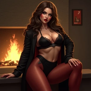 Design a stylized artwork of Dahlia Valentina, a tall and curvac...