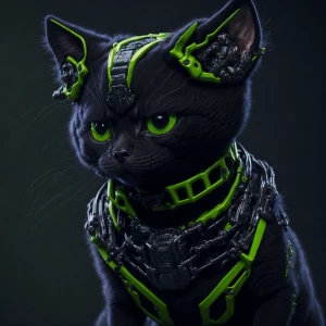 Black and lime green kitten detailed matte painting, deep color,...