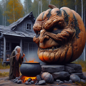 “ Witch and the Pumpkin “ (Microsoft Designer)

A grotesquely lo...