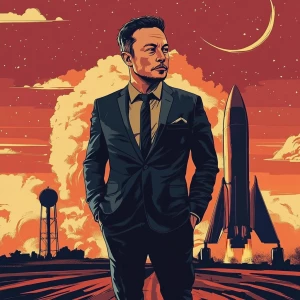 Elon Musk..elon musk getting ready to lunch in his rocket to the...