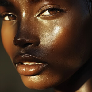 Capture a high-definition, slow-motion close-up of flawless, glo...