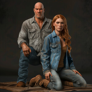 A photorealistic high resolution image. Light ginger haired fema...