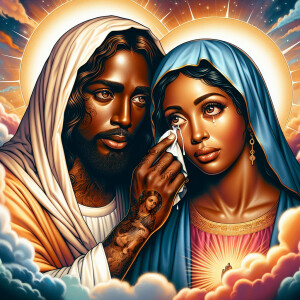 Ensure that the image distinctly represents both Jesus Christ an...