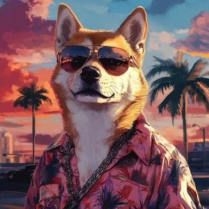 DOGE meme.,Give him gangster style and miami vibes, GTA style ar...