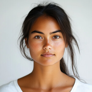 Create an image of a cute 20-year-old Hawaiian-Californian woman...