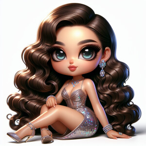 chibi big eyed hand drawn cartoon woman high resolution she’s cu...