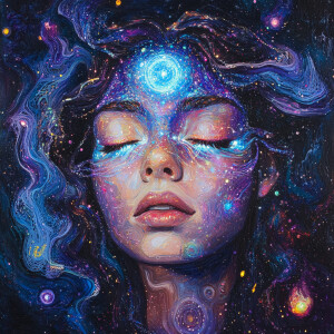 A highly detailed, ethereal portrait of The Mystic archetype, se...