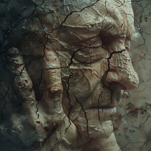 A person with dry, wrinkly skin is depicted in super high resolu...