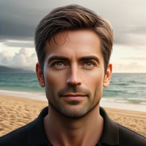 Selfie, Male, 45 years old, short brown hair, hazel eyes,black p...