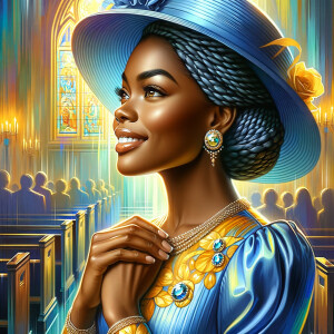 A spiritually enriching illustration portrays an African America...