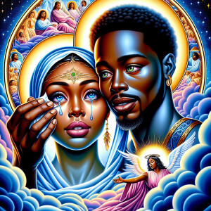 Ensure that the image distinctly represents both Jesus Christ an...