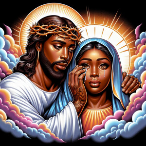 Ensure that the image distinctly represents both Jesus Christ an...