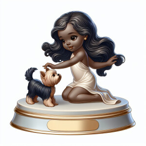 Prompt: porcelain Statue of a very light skin African-American g...
