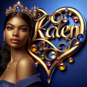 VCraft a 3-D image showcasing the name 'KAREN' in a luxurious go...