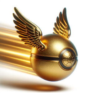 The golden snitch from Harry Potter soaring through the air