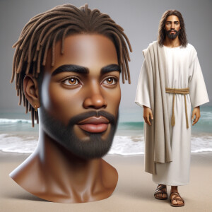 Create a 3-D realistic picture of a beautiful African-American J...
