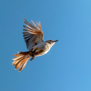 Create an image of a bird performing an acrobatic mid-air maneuv...