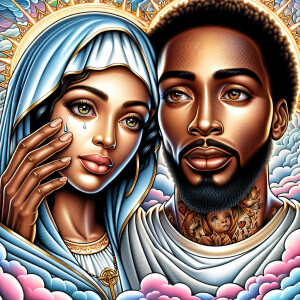Ensure that the image distinctly represents both Jesus Christ an...