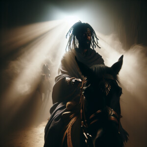 Black Jesus Christ with dreads on a horse