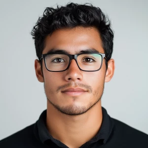 Generate an image of a 22-year-old Mexican American man with a c...