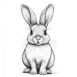 A cute rabbit facing forward with expressive eyes, full body, dr...