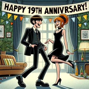 ‘Happy 19th Anniversary!’
A 60s mod vibe with a tan male with a...