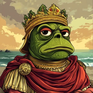 Pepe with pumped-up lips of a bright red color in carton style...