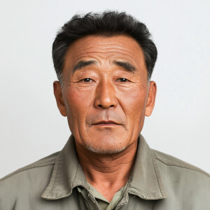 A 55-year-old North Korean man with a clean-shaven face, looking...